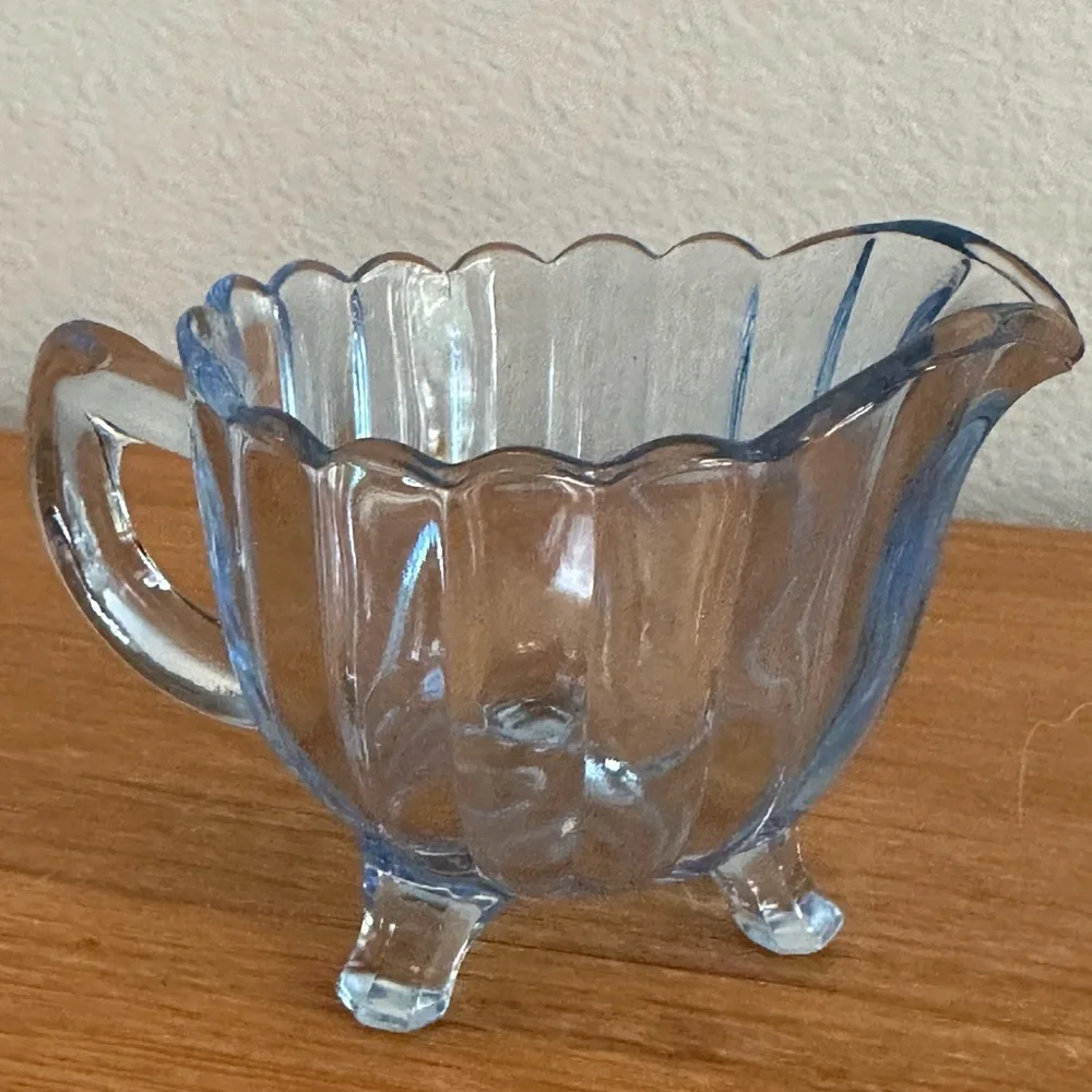 Imperial Glass - Ohio - Blue Pillar Flute Cream & Sugar - Picture 4 of 8